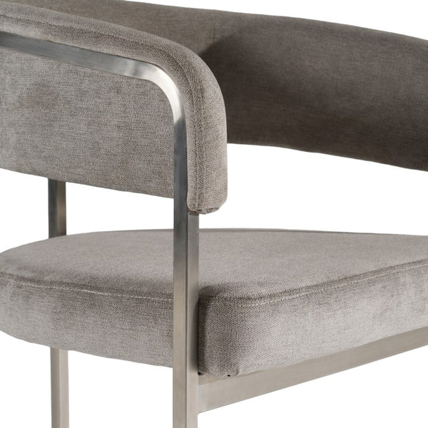 VIG Furniture Sebastian Grey Palo Stone Fabric Dining Chair With Brushed Stainless Steel Base, Ergonomic Comfort VGGA-6251CH-GRY