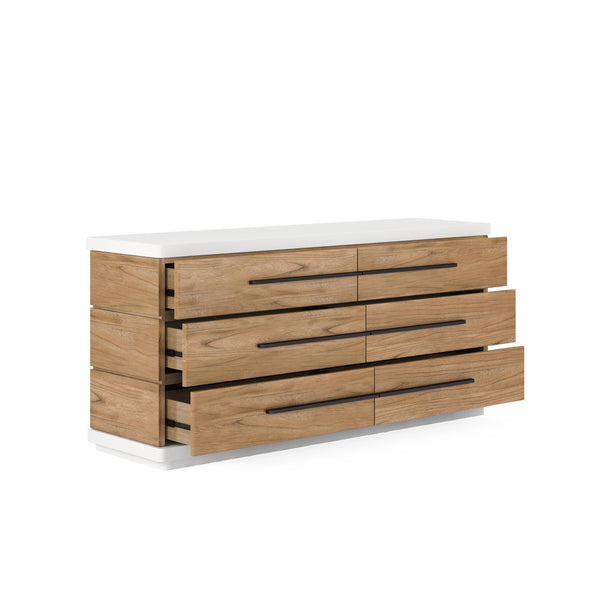 A.R.T. Furniture Portico Contemporary Dresser With Six Drawers, Cedar Lining, Modern Sienna & White Plaster Finish Brown, White Parawood Solids,Mindi Veneers 323130-3351