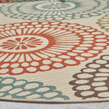 Christopher Knight Home® - Noble House - Seastar Outdoor 7'10" Round Medallion Area Rug, Ivory and Multi