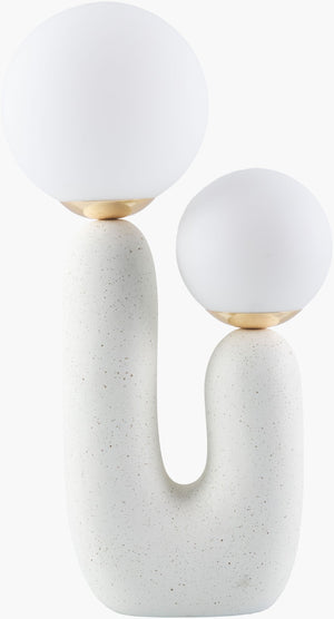 Livabliss Sedeum Resin Table Lamp with Curved Glass Shade for Bedside or Living Room Ambient Glow SED-010
