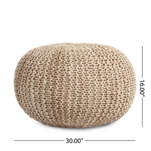 English Elm Christopher Knight Home® - HANDMADE JUTE POUF Natural Cable Knit Boho Accent Seat & Footrest – Versatile Handmade Décor Cushion 72308.00