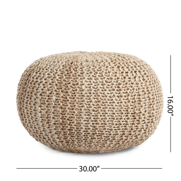 English Elm Christopher Knight Home® - HANDMADE JUTE POUF Natural Cable Knit Boho Accent Seat & Footrest – Versatile Handmade Décor Cushion 72308.00
