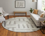 Feizy Rugs Ashby Wool Hand Woven Farmhouse Rug Gray/Ivory 9' x 9' Round