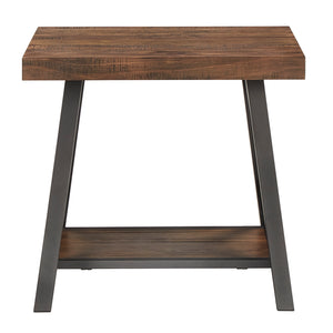 Homelegance By Top-Line Alastor Rustic X-Base End Table with Shelf Brown MDF
