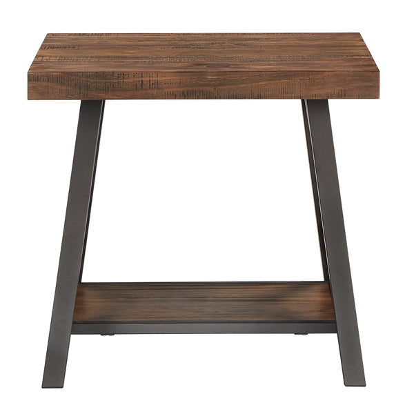 Homelegance By Top-Line Alastor Rustic X-Base End Table with Shelf Brown MDF