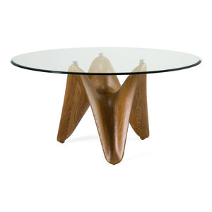 VIG Furniture Seguin Round Glass Dining Table With 10Mm Tempered Top & Walnut Ash Base – Seats 6, Modern Craftsmanship VGCSRT-20045-BRN-DT