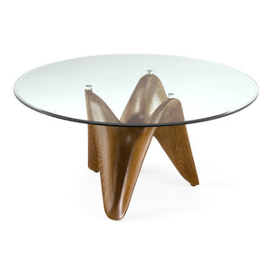VIG Furniture Seguin Round Glass Dining Table With 10Mm Tempered Top & Walnut Ash Base – Seats 6, Modern Craftsmanship VGCSRT-20045-BRN-DT