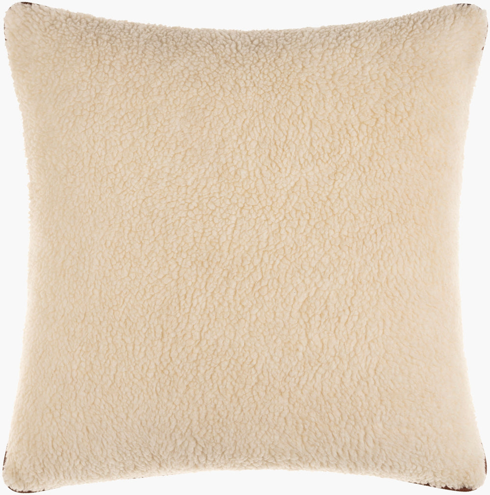 Surya Shepherd 18"X18" Rustic Faux Fur Accent Pillow - Cozy Polyester & Cotton Decor For Timeless Charm Cream Polyester,Cotton Seh001-1818p