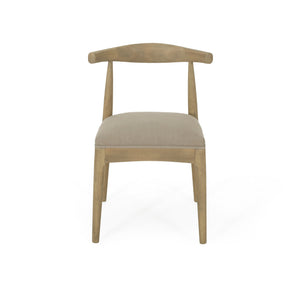 English Elm Dining Chair Set of Two Rubberwood Upholstered Seats Mid-century Modern Open Back Style Linen 74526.00PEBLN