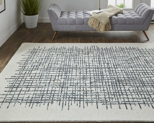 Feizy Rugs Maddox Hand-tufted Wool Abstract Rug In Soft Neutrals And Deep Blues For Contemporary Spaces Ivory,Gray,Black Wool Mdx8630fivychle10