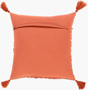 Surya Sereno Coastal 18"X18" Accent Pillow - Soft Cotton For Beachy Decor, Easy Care & Seaside Charm Rust Cotton,Cotton Sen002-2222