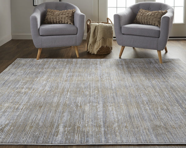 Feizy Rugs Laina Low-pile Distressed Area Rug - Versatile, Easy-care Design For Modern And Rustic Spaces Taupe,Silver,Tan Polyester,Polypropylene Lai39gafbge000j00