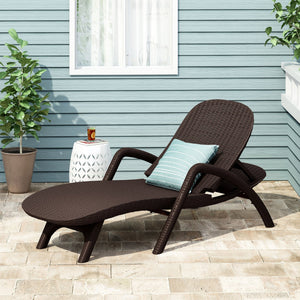 English Elm Christopher Knight Home® - MIKAEL Chaise Lounge Dark Brown Polypropylene 3D Wicker Weather-Resistant Handcrafted Outdoor Seating 68020.00DBRN