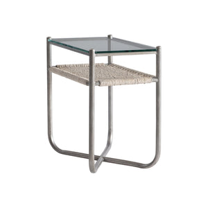 Bernhardt Bernhardt Kendo Accent Table With Tempered Glass Top, Woven Abaca Shelf & Graphite Steel Frame 328122