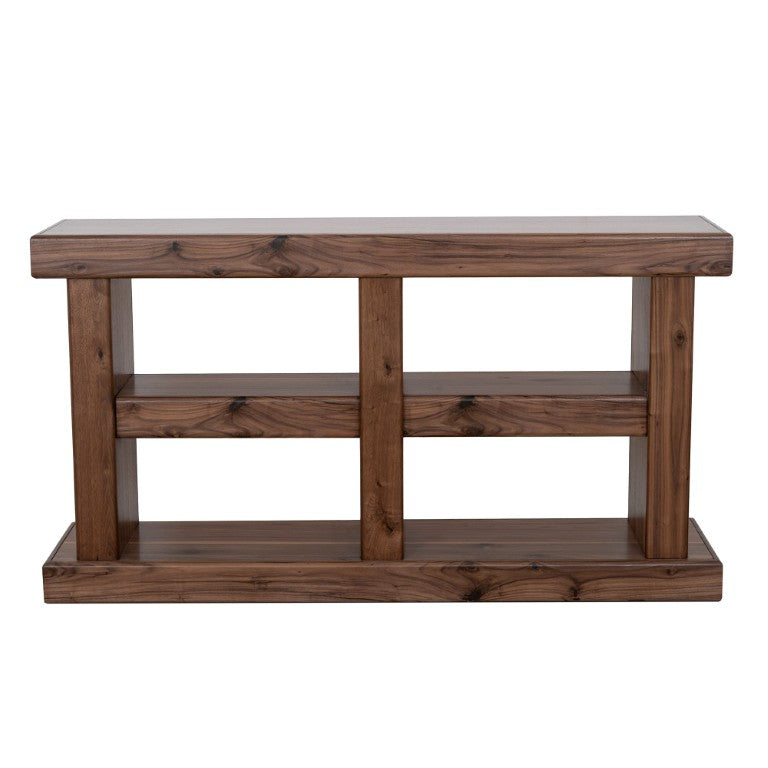 Origins Sequoia Rustic-Modern Console Table in Warm Walnut Veneer — Fully Assembled, Open-Frame Storage and Display (60") 60"W x 15"D x 32.75"H RL9500-15