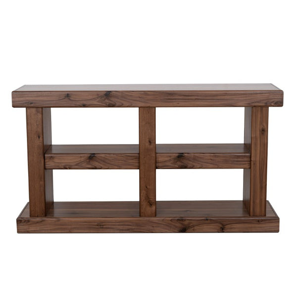Origins Sequoia Rustic-Modern Console Table in Warm Walnut Veneer — Fully Assembled, Open-Frame Storage and Display (60") 60"W x 15"D x 32.75"H RL9500-15