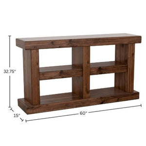 Origins Sequoia Rustic-Modern Console Table in Warm Walnut Veneer — Fully Assembled, Open-Frame Storage and Display (60") 60"W x 15"D x 32.75"H RL9500-15