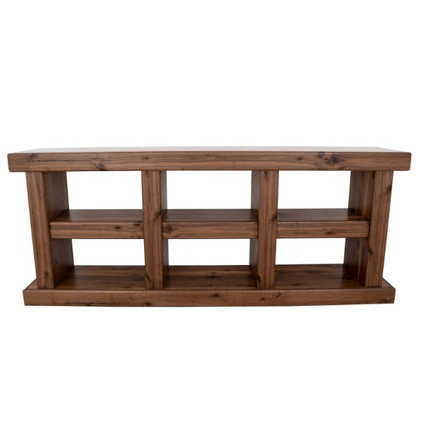 Origins Sequoia Rustic-Modern Console Table in Warm Walnut Veneer — Fully Assembled, Open-Frame Storage and Display (60") 80"W x 15"D x 32.75"H RL9500-10