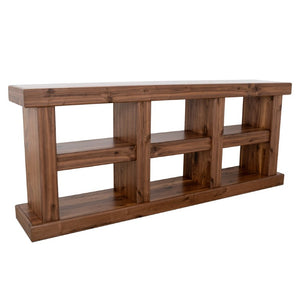 Origins Sequoia Rustic-Modern Console Table in Warm Walnut Veneer — Fully Assembled, Open-Frame Storage and Display (60") 80"W x 15"D x 32.75"H RL9500-10