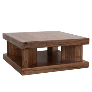Origins Sequoia Walnut Coffee Table — 42" Square Rustic-Modern Centerpiece with Open Shelf, Durable Finish RL9500-61