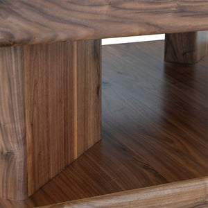 Origins Sequoia Walnut Coffee Table — 42" Square Rustic-Modern Centerpiece with Open Shelf, Durable Finish RL9500-61