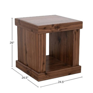 Origins Sequoia Walnut End Table with Open Shelf — Rustic-Modern Cube Accent, Fully Assembled, Compact 24.5" RL9500-62