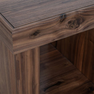 Origins Sequoia Walnut End Table with Open Shelf — Rustic-Modern Cube Accent, Fully Assembled, Compact 24.5" RL9500-62