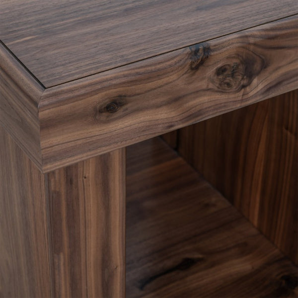 Origins Sequoia Walnut End Table with Open Shelf — Rustic-Modern Cube Accent, Fully Assembled, Compact 24.5" RL9500-62
