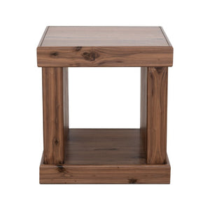 Origins Sequoia Walnut End Table with Open Shelf — Rustic-Modern Cube Accent, Fully Assembled, Compact 24.5" RL9500-62