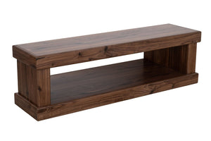 Origins Sequoia 60" Entry Bench with Walnut Veneer, Open Shelf Storage, Rustic-Modern Seating for Hallway RL9500-03