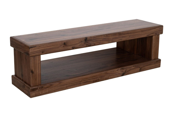 Origins Sequoia 60" Entry Bench with Walnut Veneer, Open Shelf Storage, Rustic-Modern Seating for Hallway RL9500-03