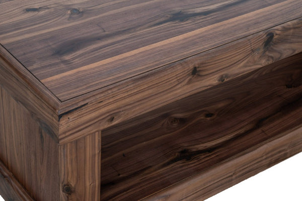 Origins Sequoia 60" Entry Bench with Walnut Veneer, Open Shelf Storage, Rustic-Modern Seating for Hallway RL9500-03
