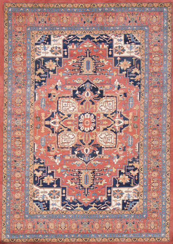 Pasargad Home Serapi Hand-knotted Wool Area Rug - Traditional Medallion Design In Rustic Colors   Ser-2035 10x14