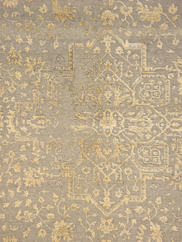 Pasargad Home Transitional Hand-knotted Silver Area Rug - Luxury Bamboo Silk & Wool Elegance   Ser-2167 9x12