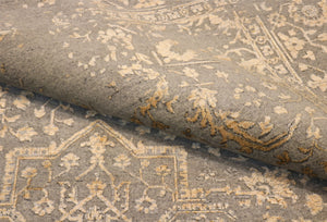 Pasargad Home Transitional Hand-knotted Silver Area Rug - Luxury Bamboo Silk & Wool Elegance   Ser-2167 9x12