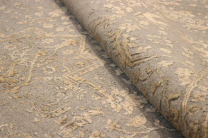 Pasargad Home Transitional Hand-knotted Silver Area Rug - Luxury Bamboo Silk & Wool Elegance   Ser-2167 9x12