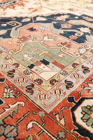 Pasargad 'S Serapi Collection Hand-knotted Premium Lambs-wool Area Rug For Bold Home Décor   Pb-20 Ivory 12x18