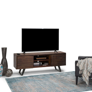 English Elm Lowry - Handcrafted Distressed Charcoal Brown Media Stand With Adjustable Shelving & Metal Accents B136P158861