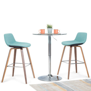 English Elm Randolph Mid-Century Modern Bentwood Bar Stools Set Of 2 - Stylish Aqua Upholstered Comfort & Durability B136P159440-GIGA