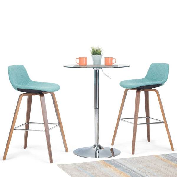 English Elm Randolph Mid-Century Modern Bentwood Bar Stools Set Of 2 - Stylish Aqua Upholstered Comfort & Durability B136P159440-GIGA