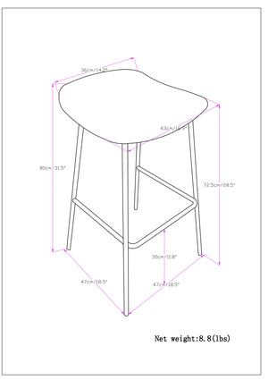 English Elm Dafney Bar Stool Set Of 2 - Sleek Distressed Charcoal Grey Vegan Leather For Modern Spaces B136P158578