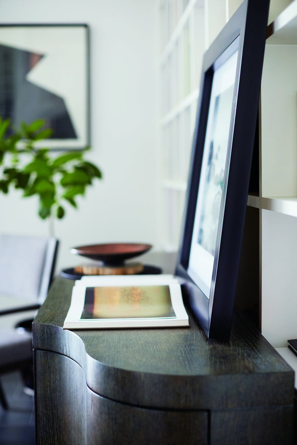 Bernhardt Bernhardt Cerused Charcoal Linea Buffet With Wire-Brushed Oak Grain, Adjustable Shelves, Anti-Tip Kit 384132B