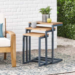 English Elm Christopher Knight Home® - NESTING Kacha Modern Industrial Firwood Nesting Tables Set of 3 — Sturdy Iron Frames, Antique Brown Finish, Space-Saving Design 57836.00