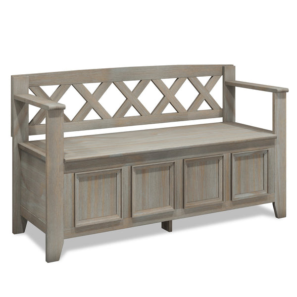 English Elm Amherst Solid Wood Entryway Storage Bench With Distressed Grey Finish, Spacious & Versatile Design B136P158338