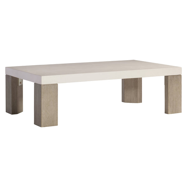 Bernhardt Bernhardt Lorenzo Cast Grc Cocktail Table With Vintage Cream Top & Quartered White Oak Flint Base 465021