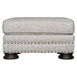 Bernhardt Bernhardt Foster Gray Ottoman — Made-To-Order Plush Rectangular Footrest With Nailhead Trim & Wood Legs B5171A