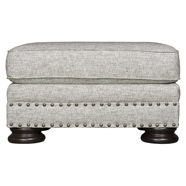 Bernhardt Bernhardt Foster Gray Ottoman — Made-To-Order Plush Rectangular Footrest With Nailhead Trim & Wood Legs B5171A