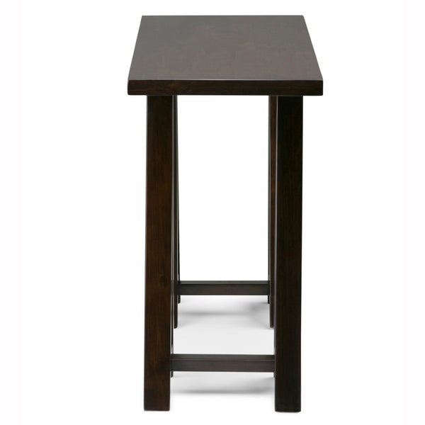 English Elm Sawhorse Console Table - Rustic Dark Chestnut Brown Solid Wood For Entryway & Living Room Decor B136P158218-GIGA