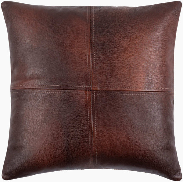 Surya Sheffield Updated Traditional 18" Accent Pillow - Luxurious Faux Suede & Leather, Durable Comfort! Dark Brown Leather,Faux Suede Sfd001-1818p