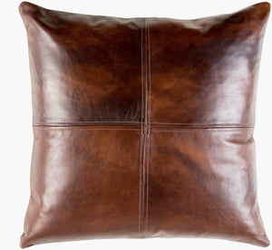 Surya Sheffield Updated Traditional 18" Accent Pillow - Luxurious Faux Suede & Leather, Durable Comfort! Dark Brown Leather,Faux Suede Sfd001-2020